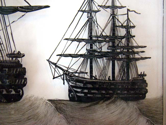 An exceptionally fine 19th century reverse painting on glass of H M S Britannia circa 1865 — image 4
